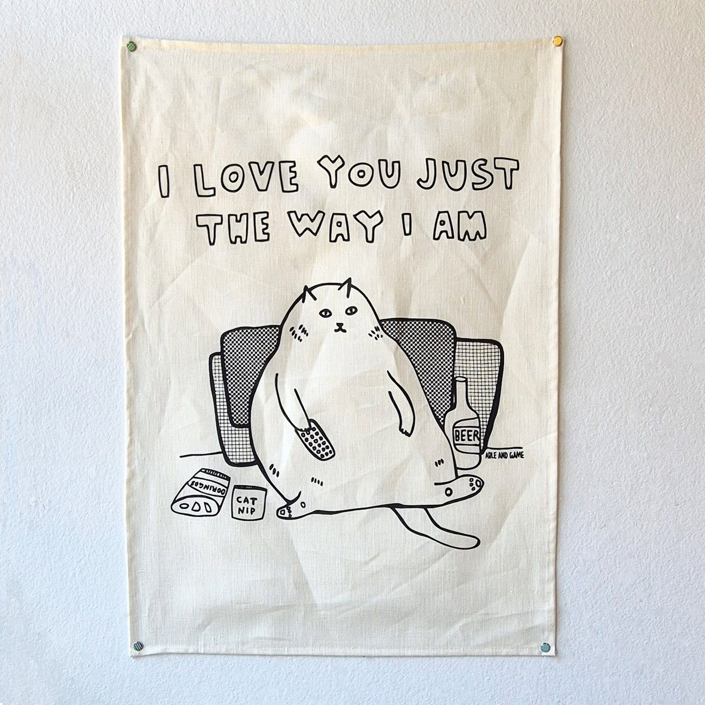 Fat Cat - 100% Linen Tea Towel