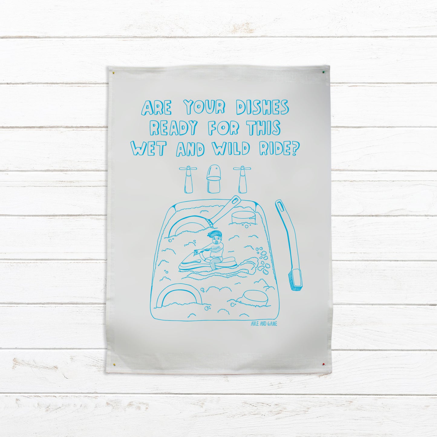 Are Your Dishes Ready For This Wet And Wild Ride - 100% Linen Tea Towel