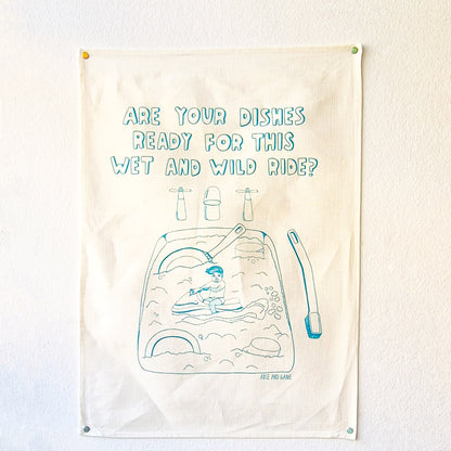Are Your Dishes Ready For This Wet And Wild Ride - 100% Linen Tea Towel