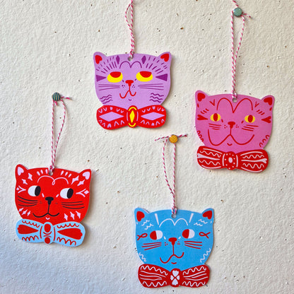 Kitty Tree Decorations - Four Designs To Cut Out And Hang