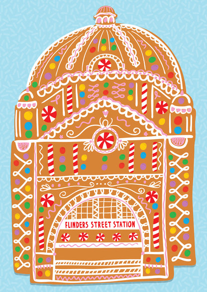 Flinders Street Gingerbread House - Christmas Card