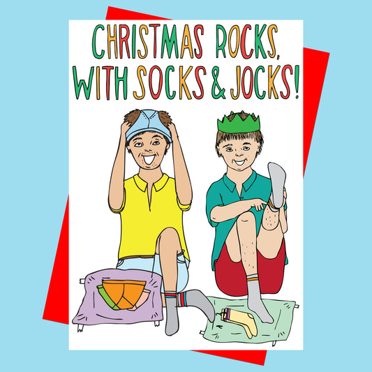 Christmas Rocks With Socks And Jocks - Christmas Card